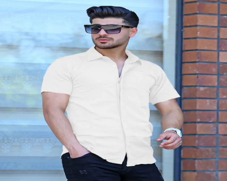 خرید پیراهن مردانه ساده سفید با قیمت استثنایی